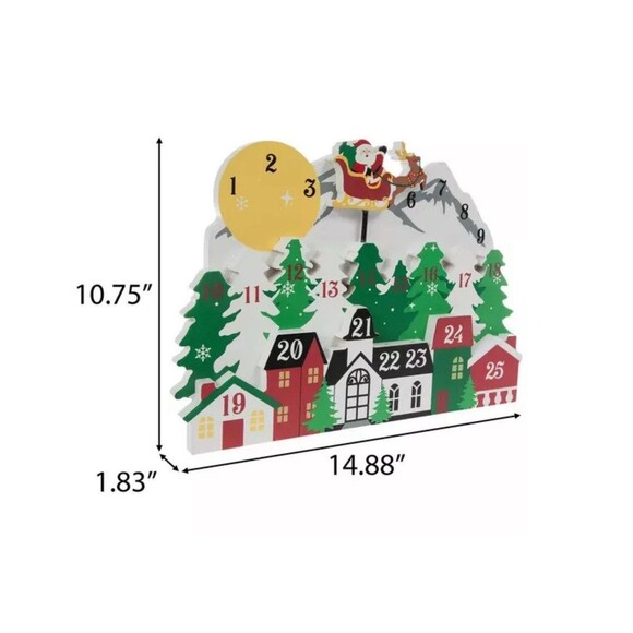 Santa Town Christmas Wooden Countdown To Christmas - Picture 2 of 4